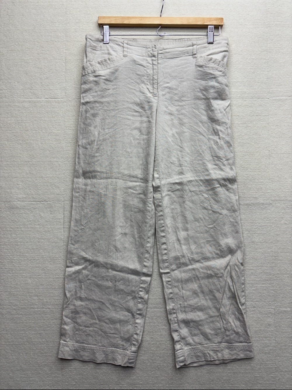J. Jill | linen stretch Light Beige Wide Leg Pants 12 petite